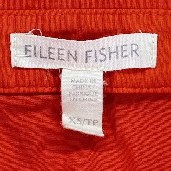 Eileen Fisher Top XS Orange Coral Long Sleeve Button Shirt Organic Cotton Blend - Picture 2 of 15